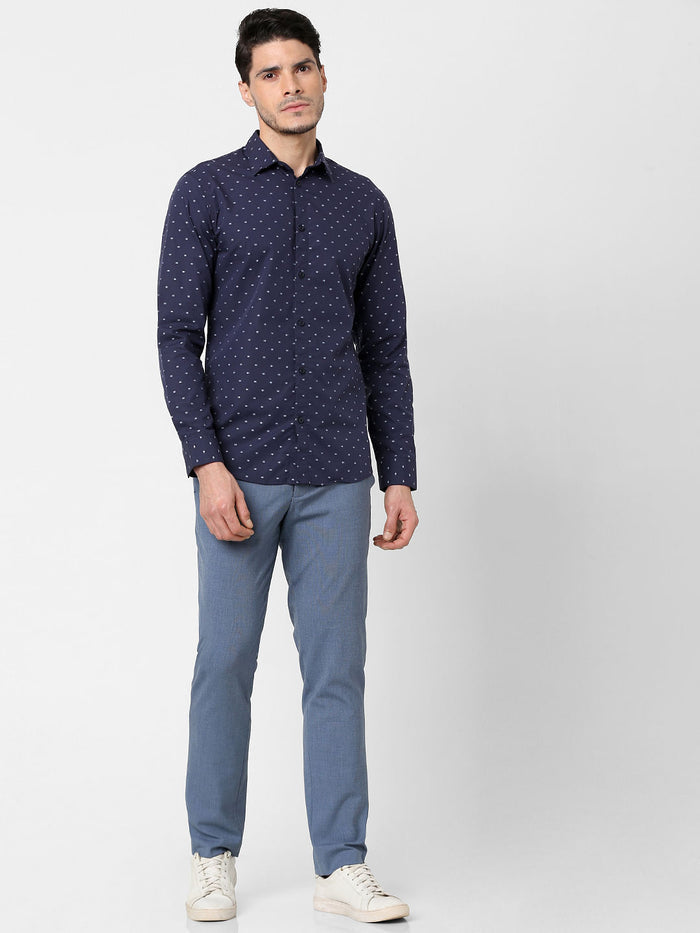 Blue All Over Print Full Sleeves Shirt