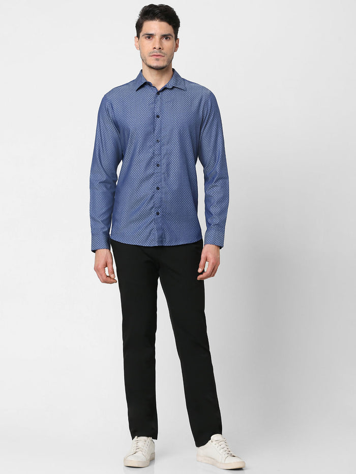 Blue All Over Print Full Sleeves Shirt