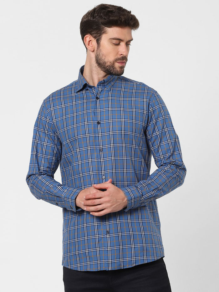 Blue Check Full Sleeves Shirt