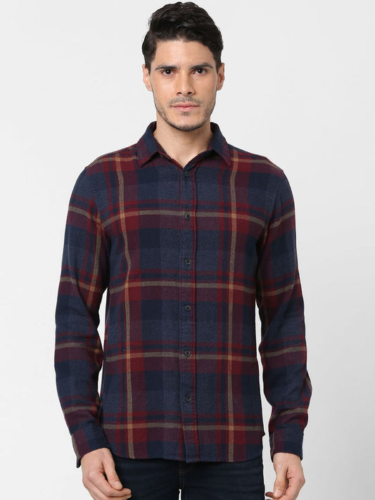Blue Check Print Full Sleeves Shirt