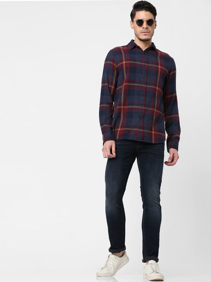 Blue Check Print Full Sleeves Shirt