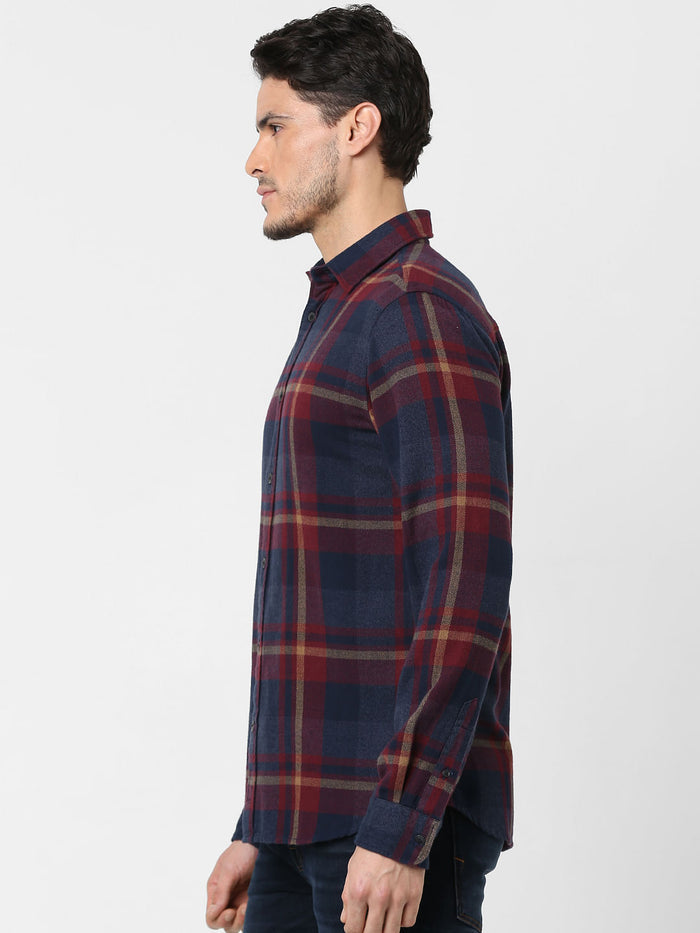 Blue Check Print Full Sleeves Shirt