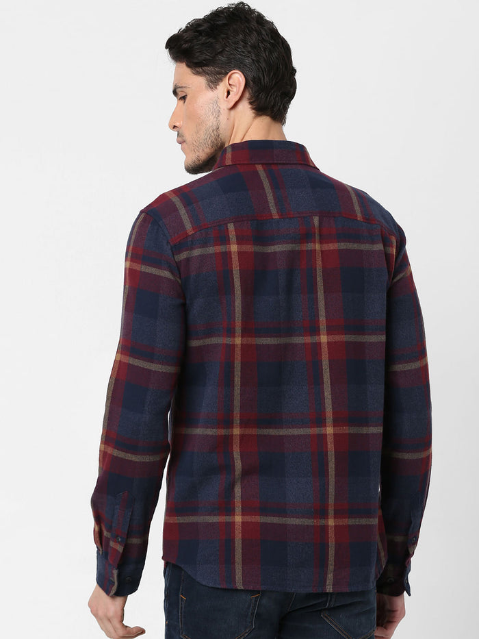 Blue Check Print Full Sleeves Shirt