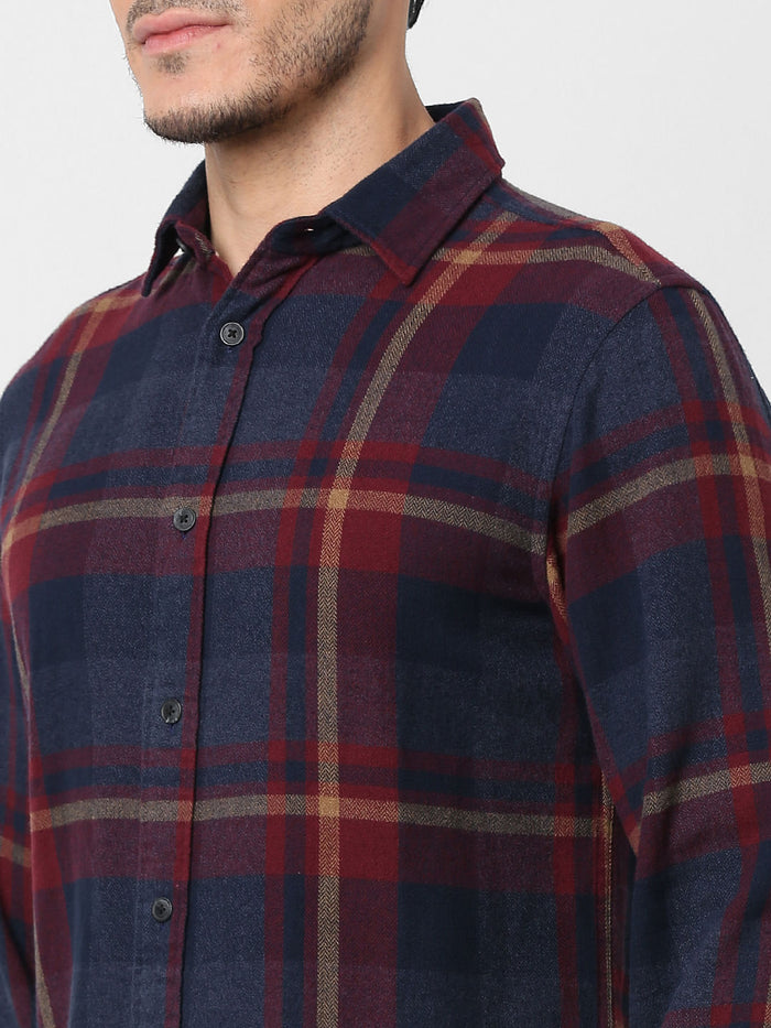 Blue Check Print Full Sleeves Shirt