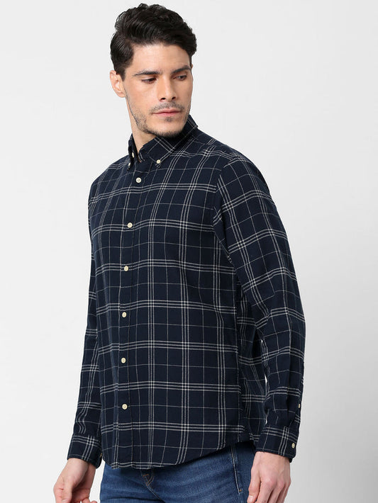 Blue Flannel Checked Full Sleeves Shirt