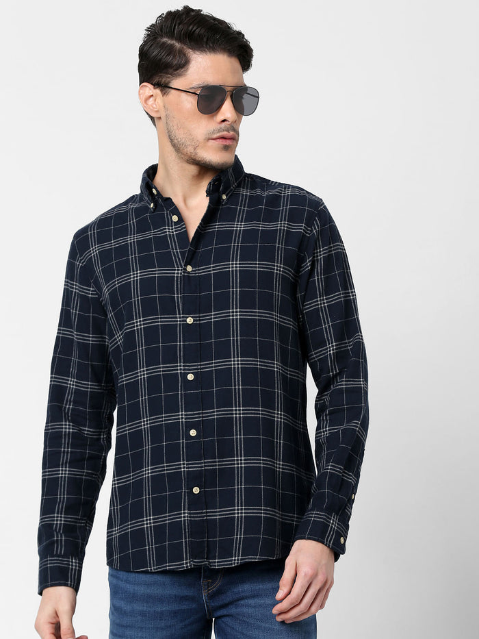 Blue Flannel Checked Full Sleeves Shirt