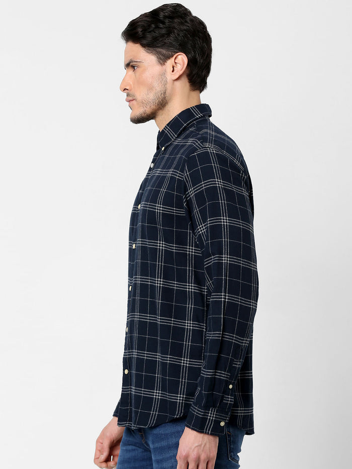 Blue Flannel Checked Full Sleeves Shirt