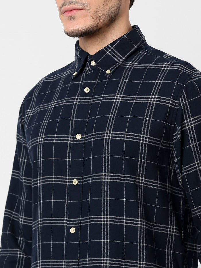 Blue Flannel Checked Full Sleeves Shirt