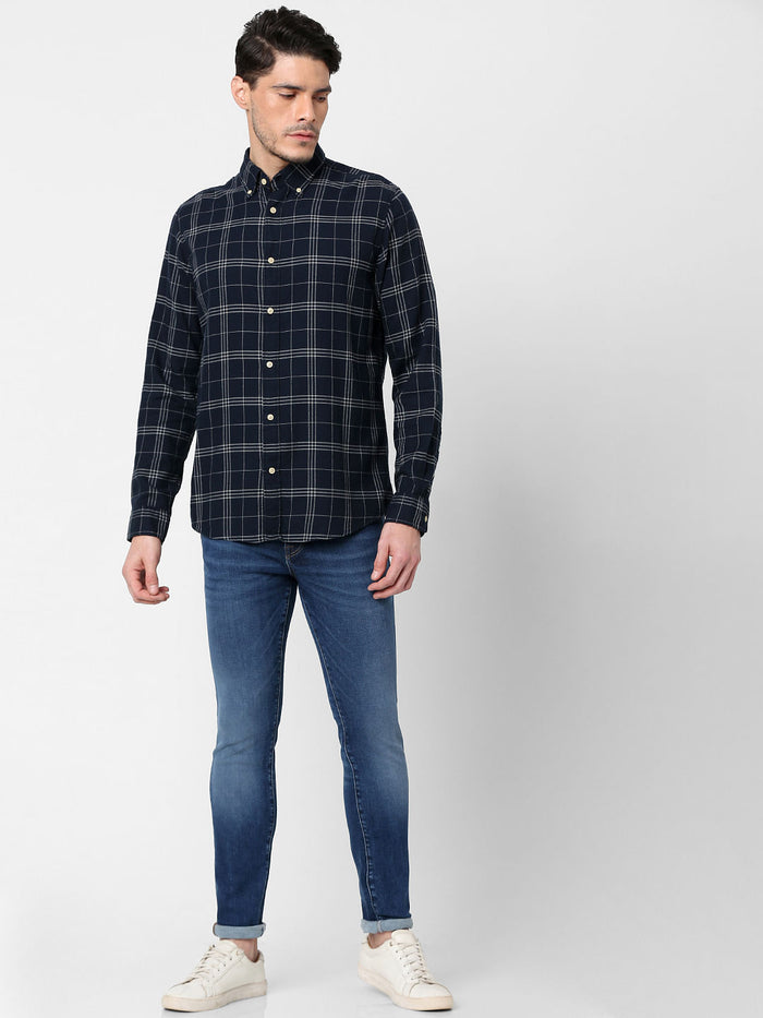 Blue Flannel Checked Full Sleeves Shirt
