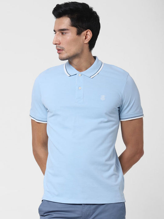 Blue Polo Neck T-Shirt