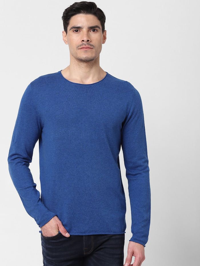 Blue Raw Edge Pullover
