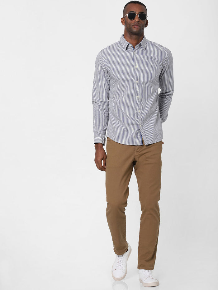 Blue Striped Full Sleeves Shirt