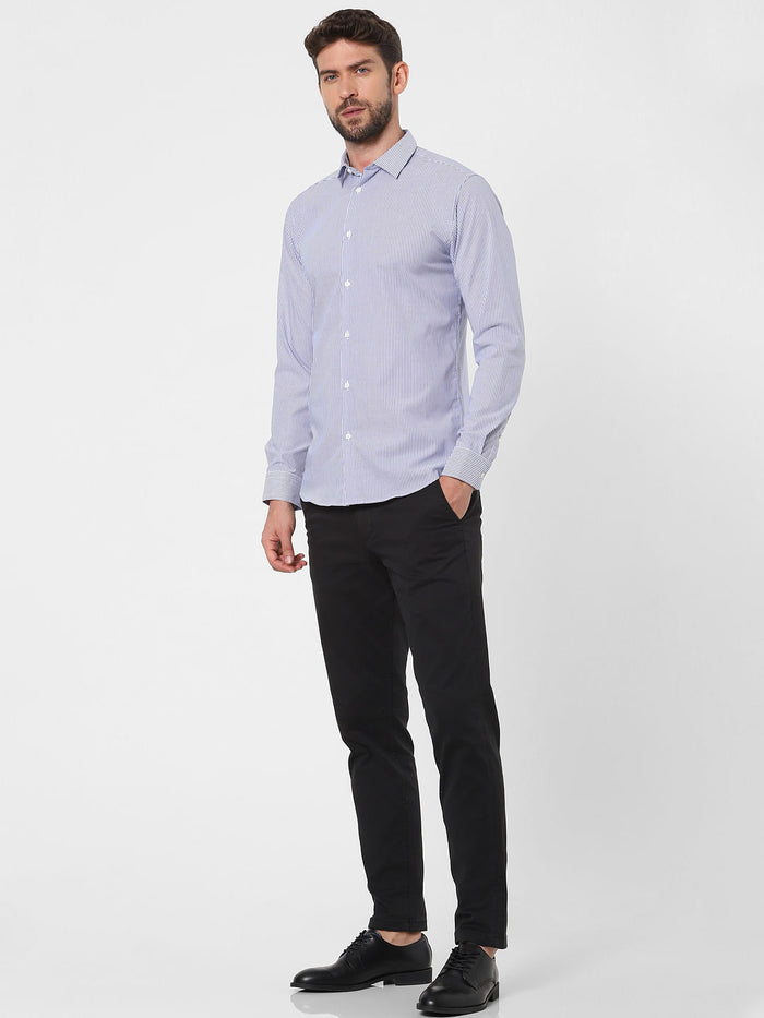 Blue Striped Full Sleeves Shirt