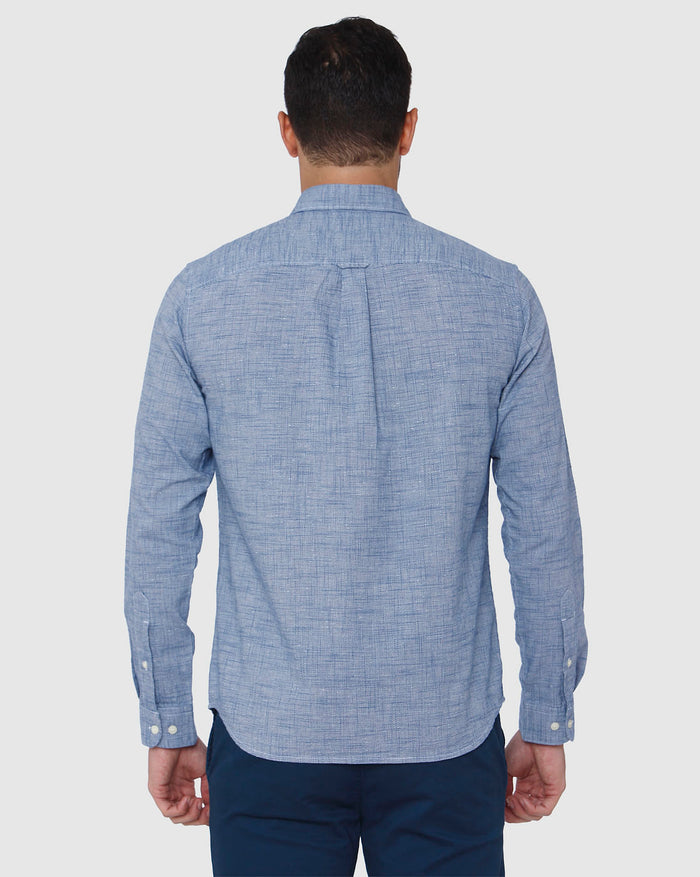 Blue Textured Full Sleeves Shirt