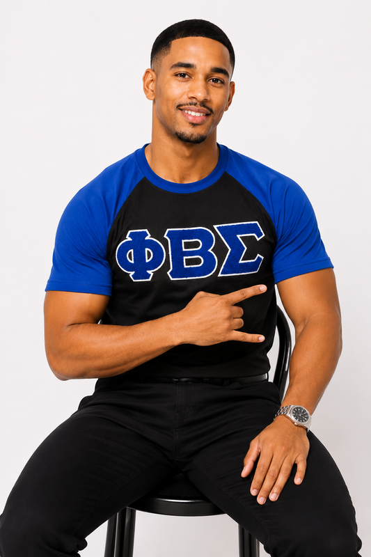 Blue/Black ΦΒΣ Raglan Chenille Tee