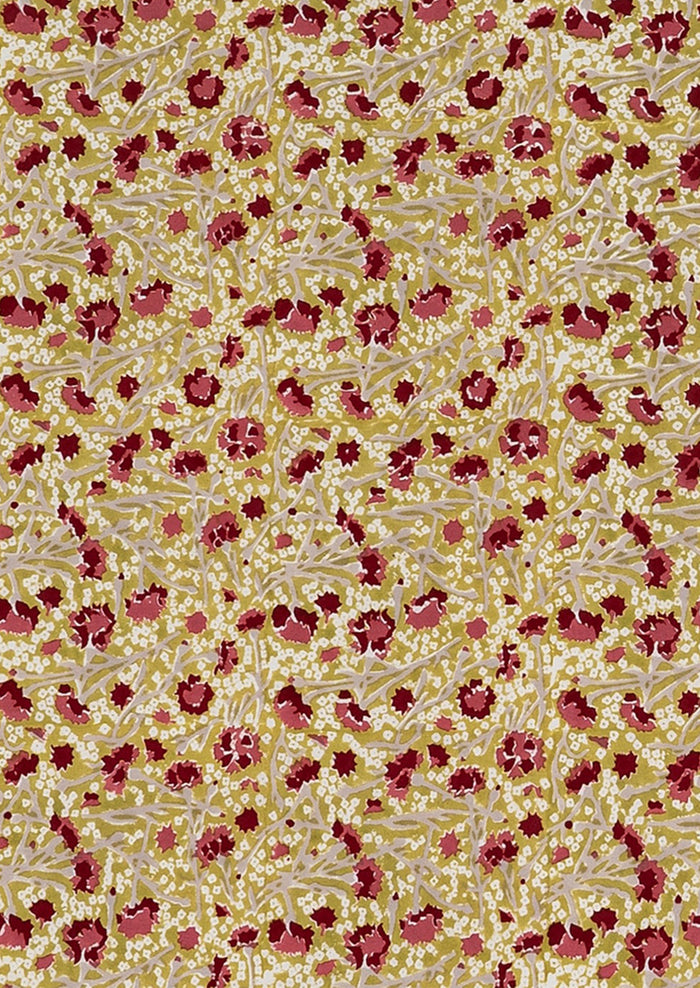 Floral pattern with red flowers on a beige background