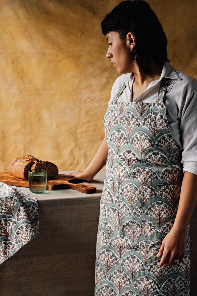 Bouquet Block Print Apron