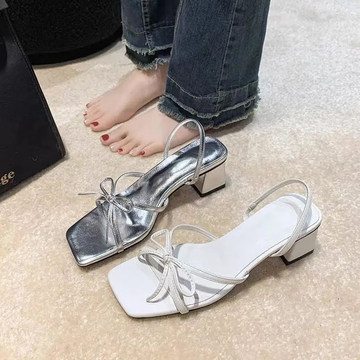 Bow Knot Chunky Heels fashionnsio