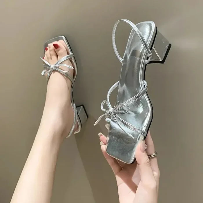 Bow Knot Chunky Heels fashionnsio