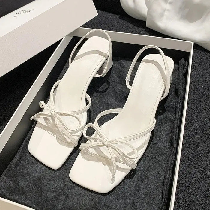 Bow Knot Chunky Heels fashionnsio