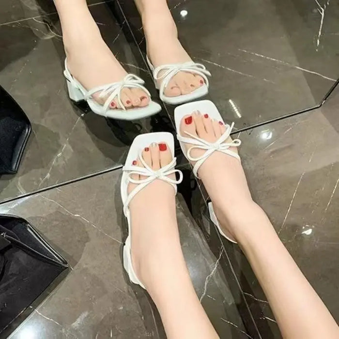 Bow Knot Chunky Heels fashionnsio