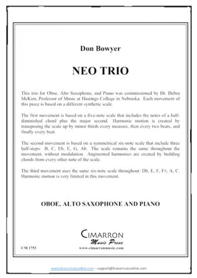 Bowyer - Neo Trio - Oboe, Alto Sax and Piano
