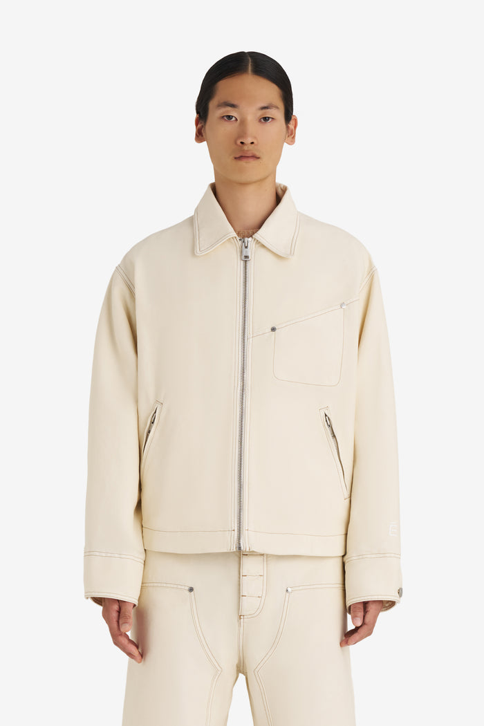 BOXY ZIPPED JACKET 42 / OFF WHITE