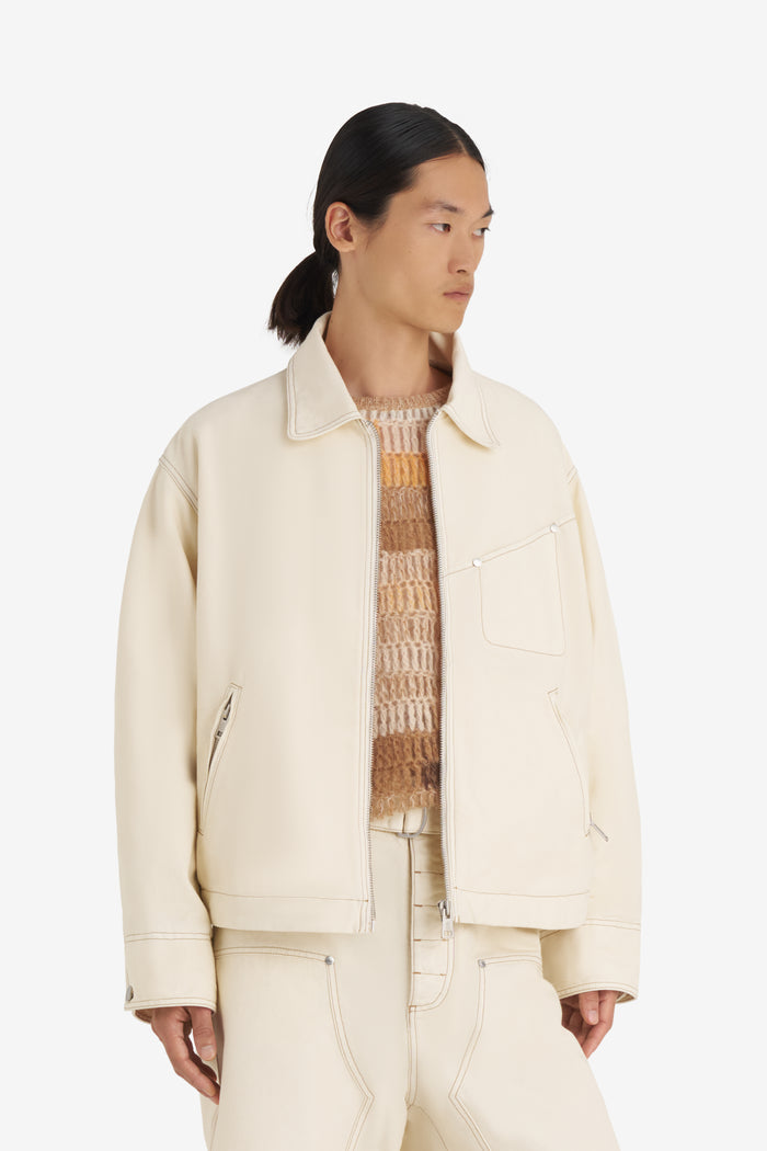 BOXY ZIPPED JACKET 42 / OFF WHITE