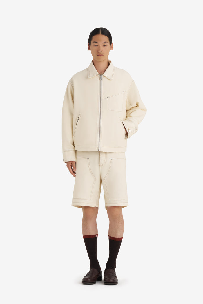 BOXY ZIPPED JACKET 42 / OFF WHITE