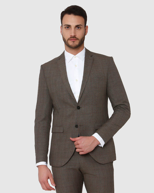 Brown Check Slim Fit Blazer