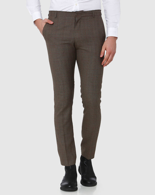 Brown Check Slim Fit Trousers