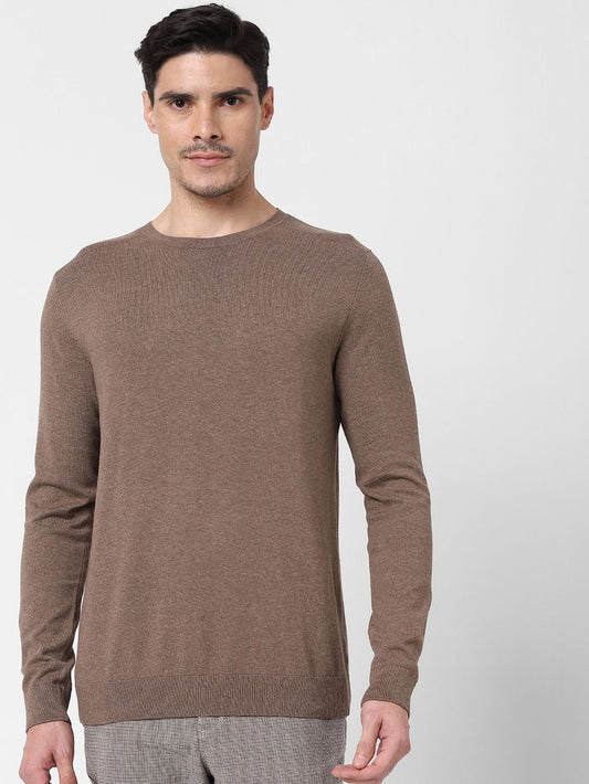 Brown Crew Neck Pullover