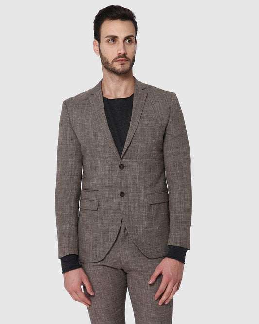 Brown Formal Slim Fit Blazer