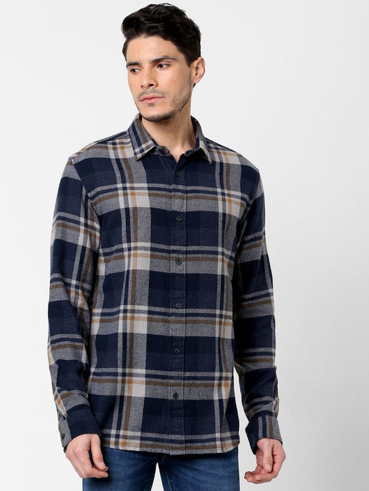 Burgundy Check Print Full Sleeves Shirt