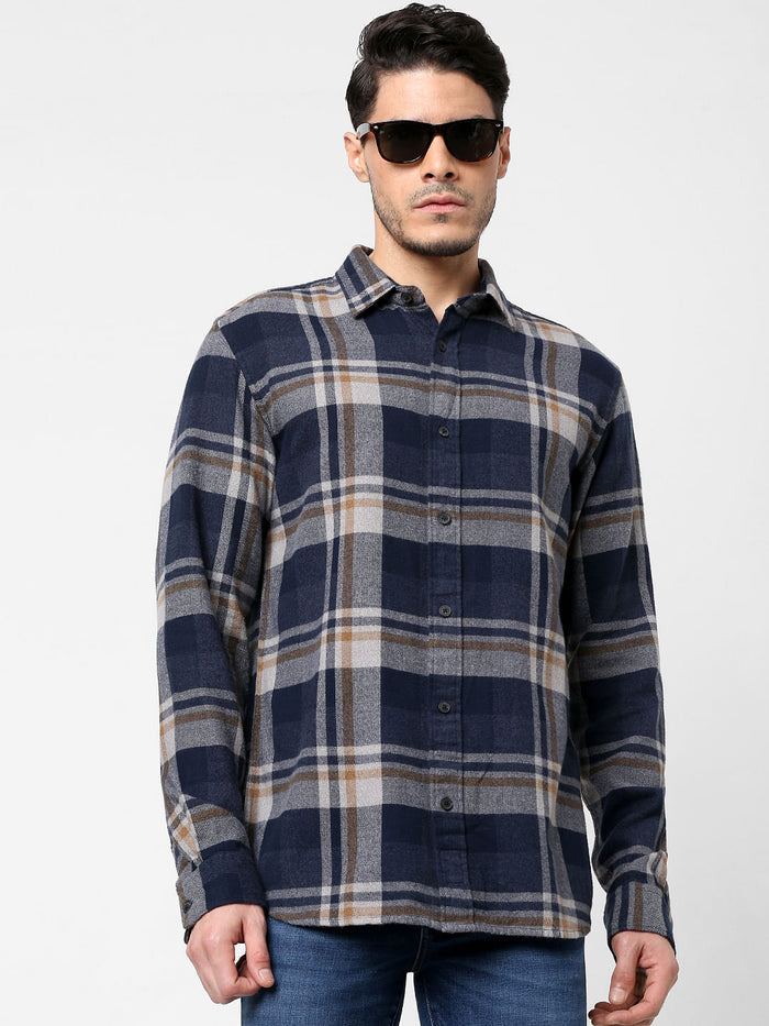 Burgundy Check Print Full Sleeves Shirt