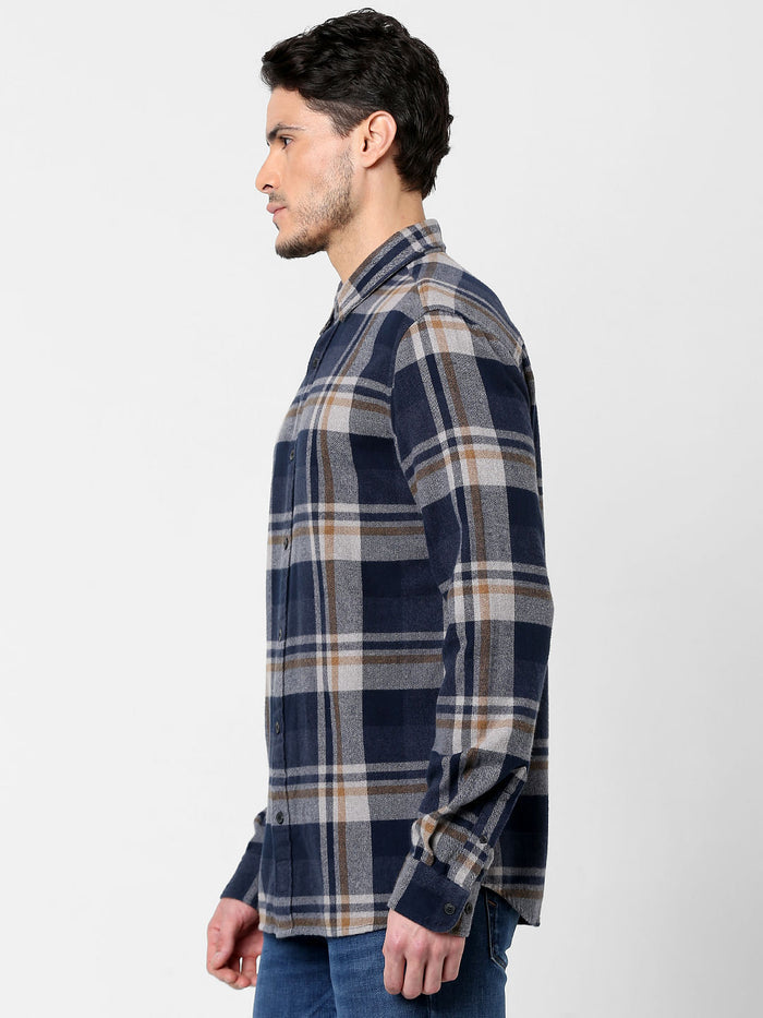 Burgundy Check Print Full Sleeves Shirt