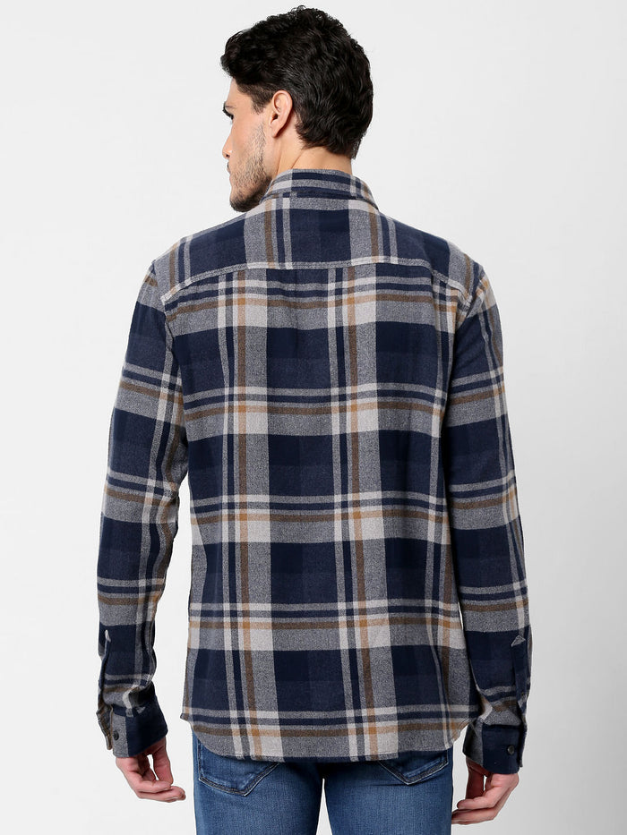 Burgundy Check Print Full Sleeves Shirt