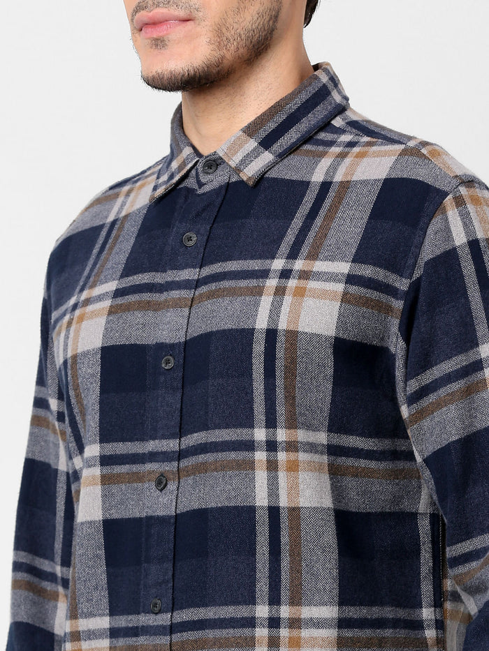 Burgundy Check Print Full Sleeves Shirt