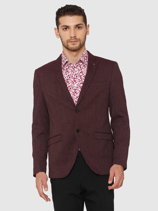 Burgundy Double Button Blazer