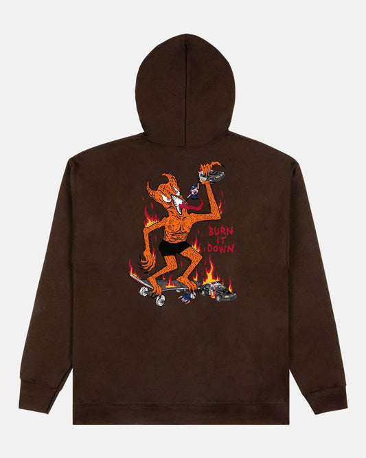 BURN IT DOWN - HOODIE - DARK CHOCOLATE - Four Street