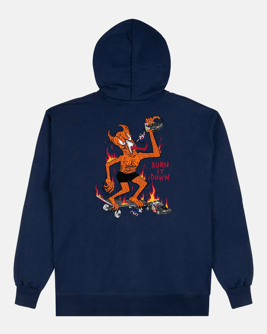 BURN IT DOWN - HOODIE - NAVY - Four Street