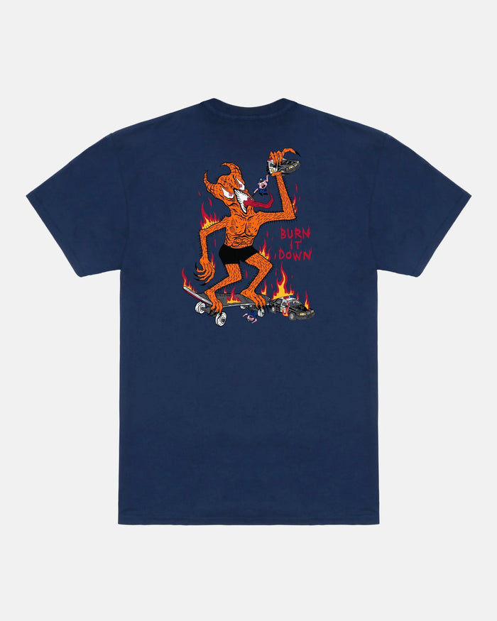 BURN IT DOWN - TSHIRT - NAVY - Four Street