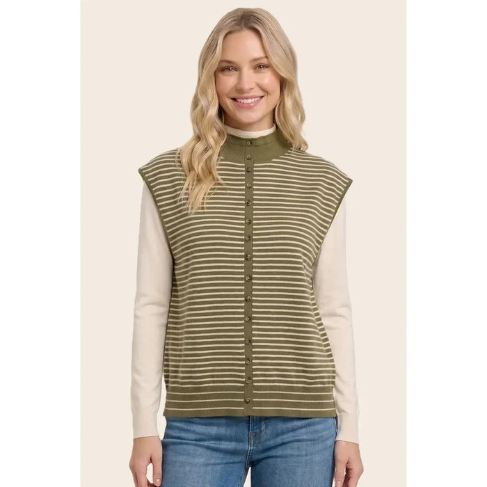 Button Detailed Striped Sweater