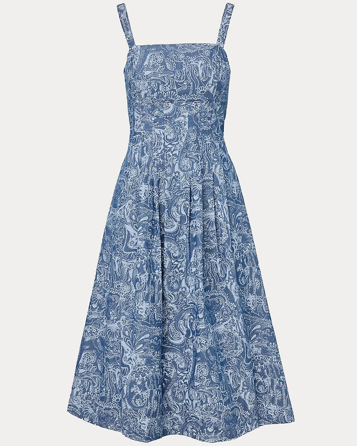 Lilly Pulitzer - Calloway Midi Dress - Indigo All Day Chambray Paisley Parade Pigment