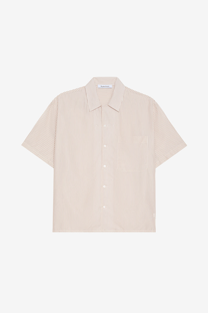 CAMP COLLAR SHIRT STRIPED 42 / OFF WHITE