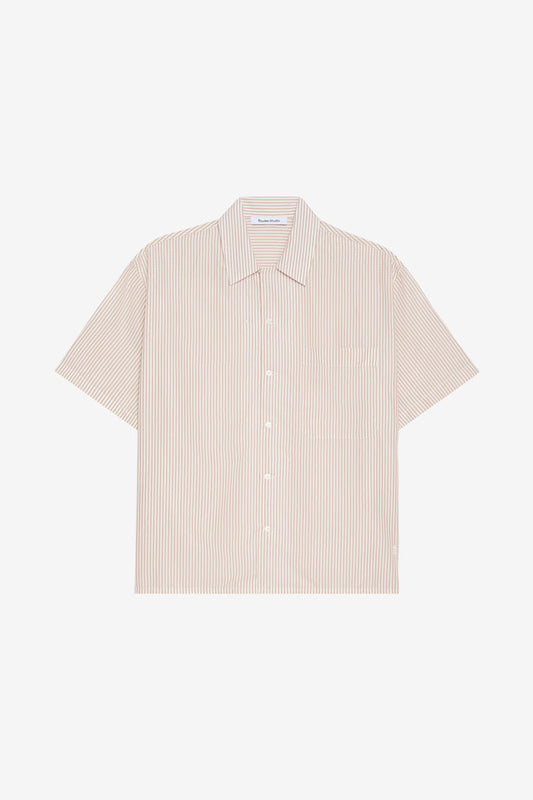 CAMP COLLAR SHIRT STRIPED 42 / OFF WHITE