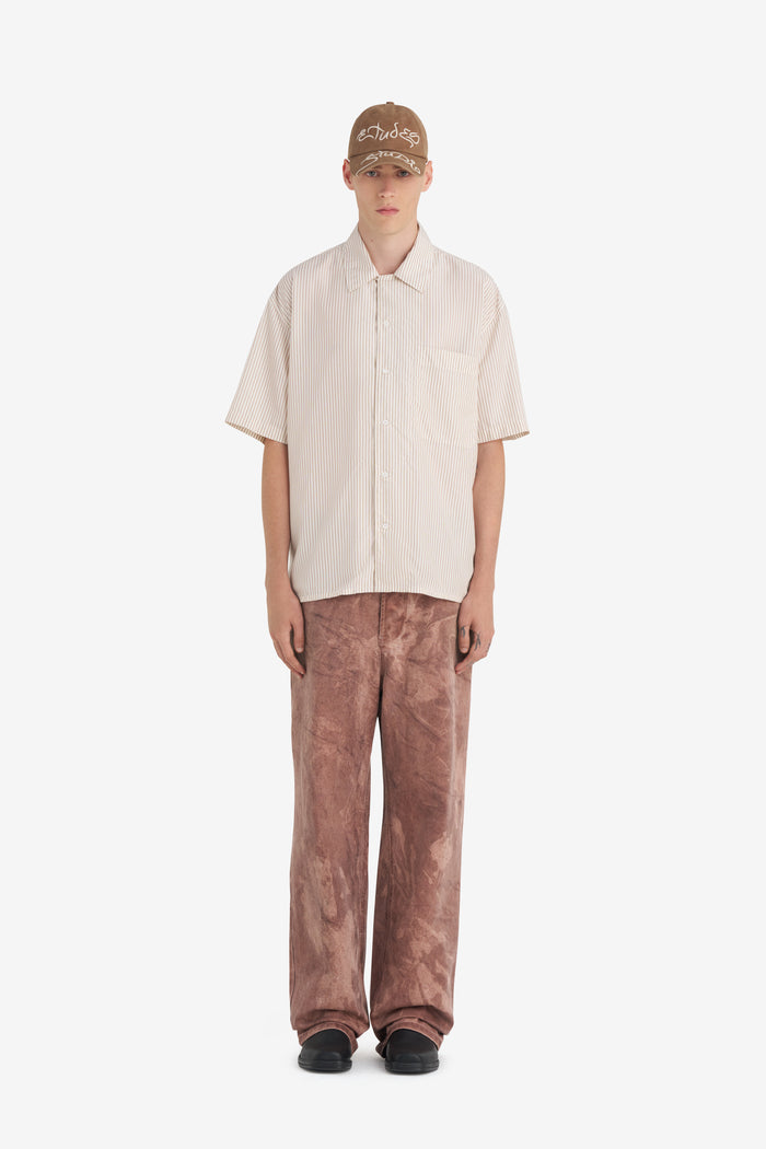 CAMP COLLAR SHIRT STRIPED 42 / OFF WHITE