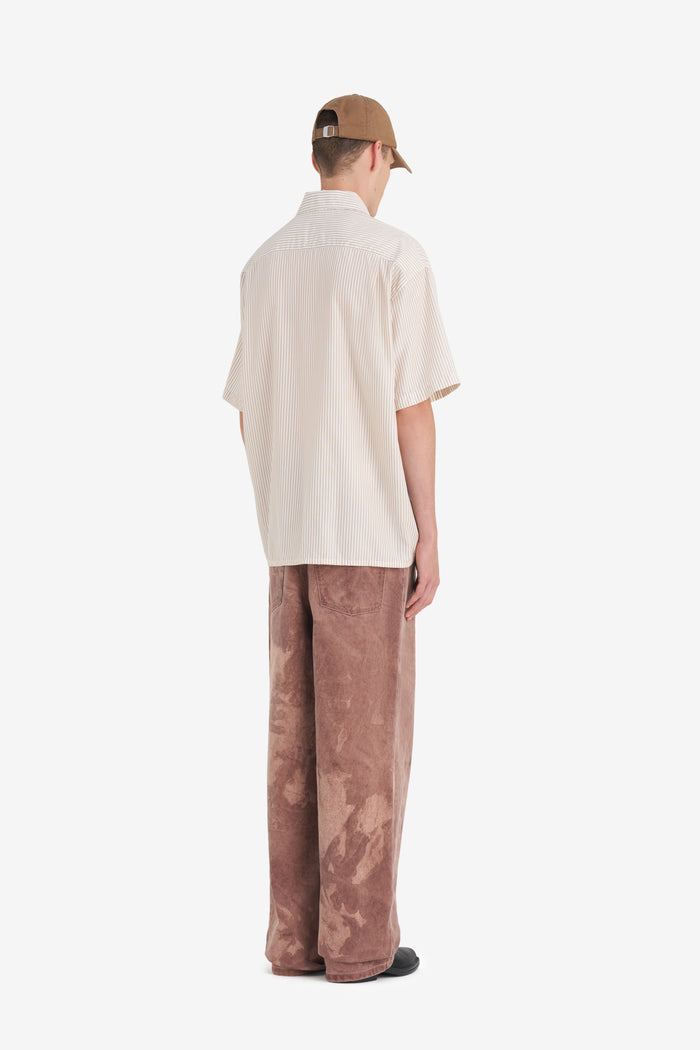 CAMP COLLAR SHIRT STRIPED 42 / OFF WHITE