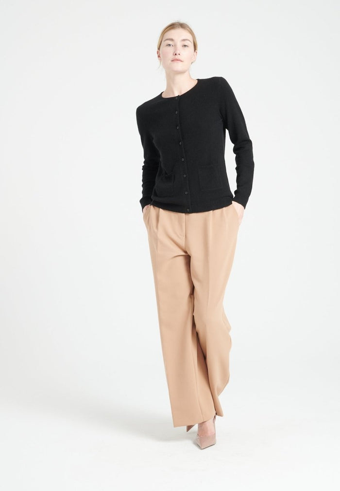 LILLY 4 Cardigan col rond en cachemire cintré noir