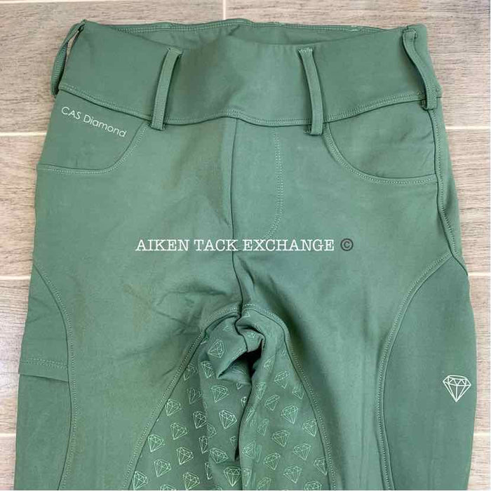 CAS Diamond Silicone Full Seat Compression Breeches, Green, Size Medium